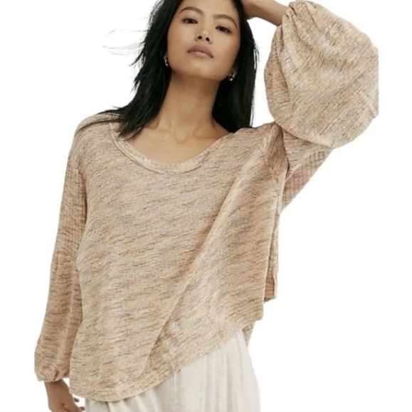 Free People Puff Sleeve Boho Sweater - Size M - Picture 1 of 9